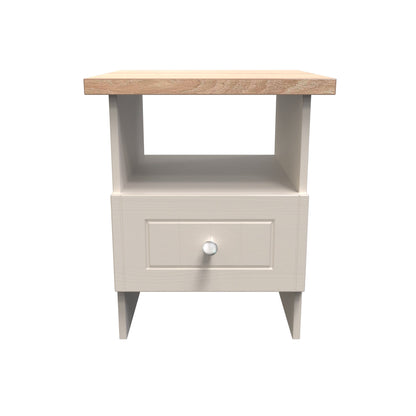 Vienna Side Table Off-white & Light Oak 1 Shelf 1 Drawer 44cm