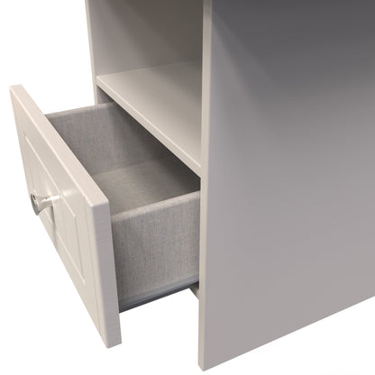 Vienna Side Table Off-white & Light Oak 1 Shelf 1 Drawer 44cm