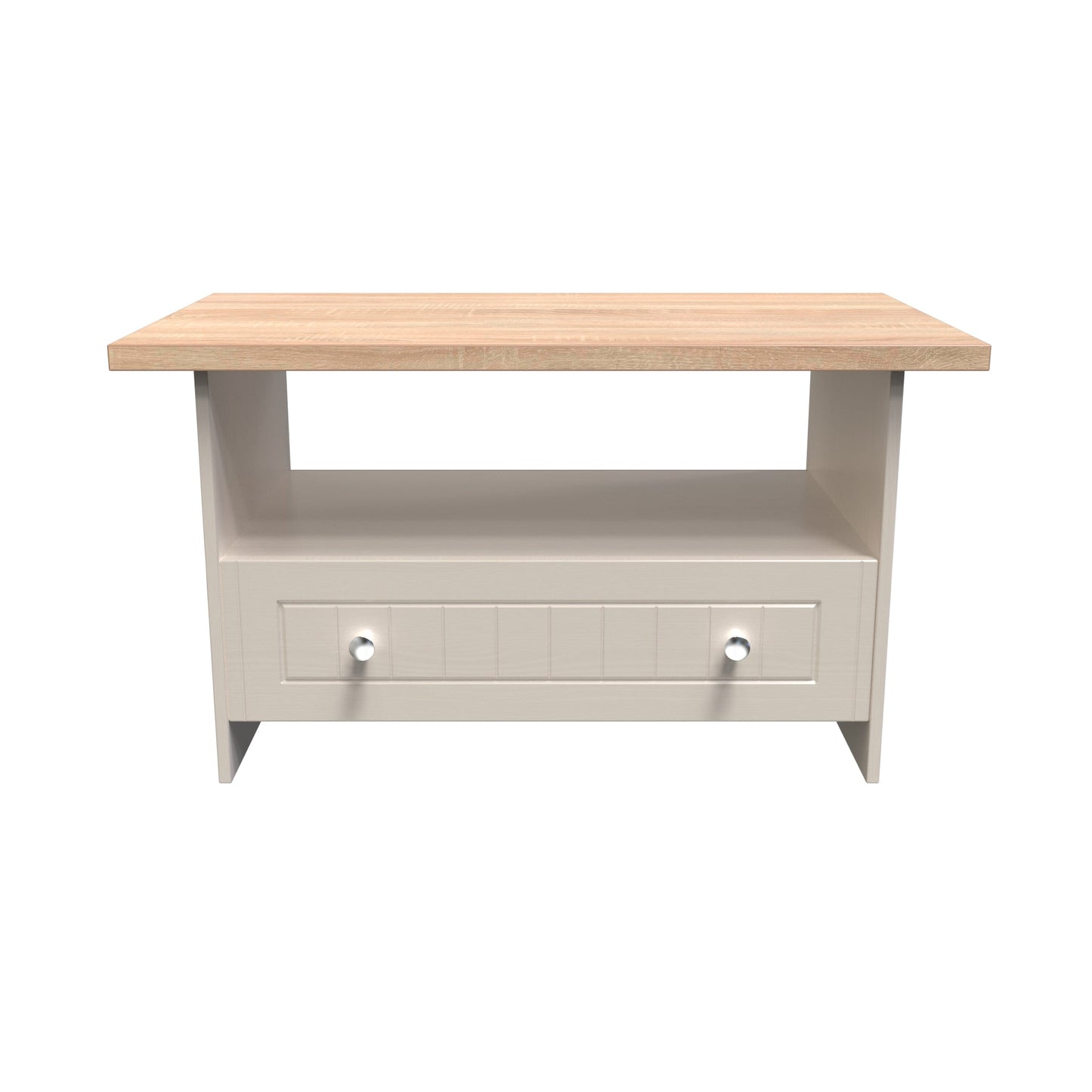 Vienna Coffee Table Off-white & Light Oak 1 Shelf 1 Drawer 93cm