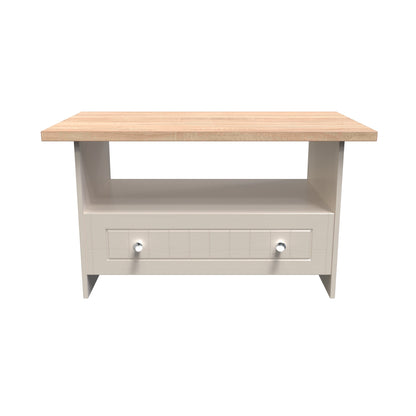 Vienna Coffee Table Off-white & Light Oak 1 Shelf 1 Drawer 93cm