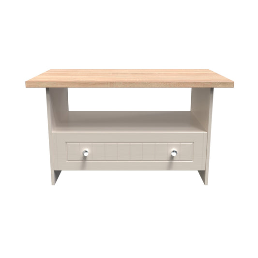 Vienna Coffee Table Off-white & Light Oak 1 Shelf 1 Drawer 93cm