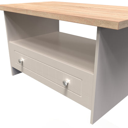 Vienna Coffee Table Off-white & Light Oak 1 Shelf 1 Drawer 93cm