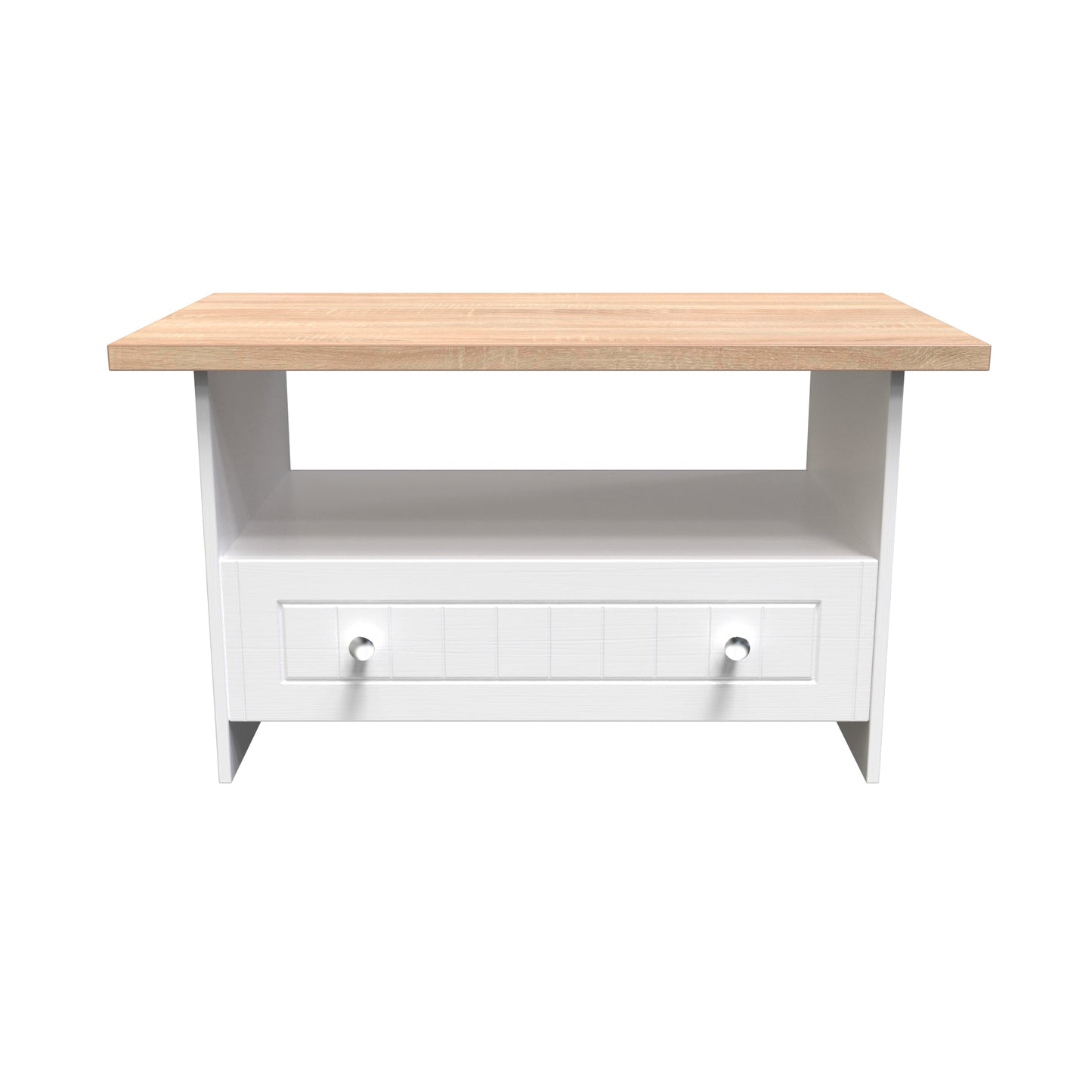 Vienna Coffee Table White & Light Oak 1 Shelf 1 Drawer 93cm
