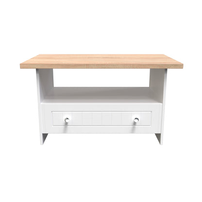 Vienna Coffee Table White & Light Oak 1 Shelf 1 Drawer 93cm