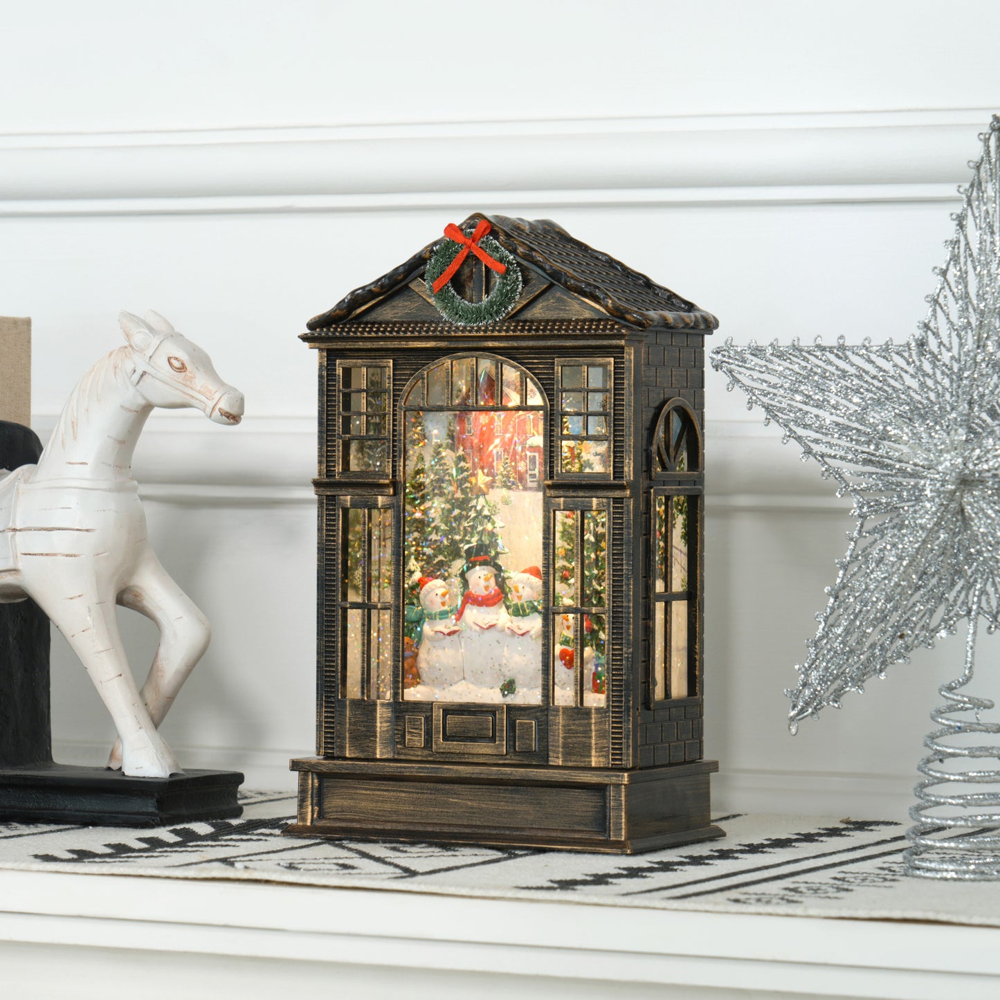 Christmas Ornament Snow Globe Warm White Indoor LED - 25cm