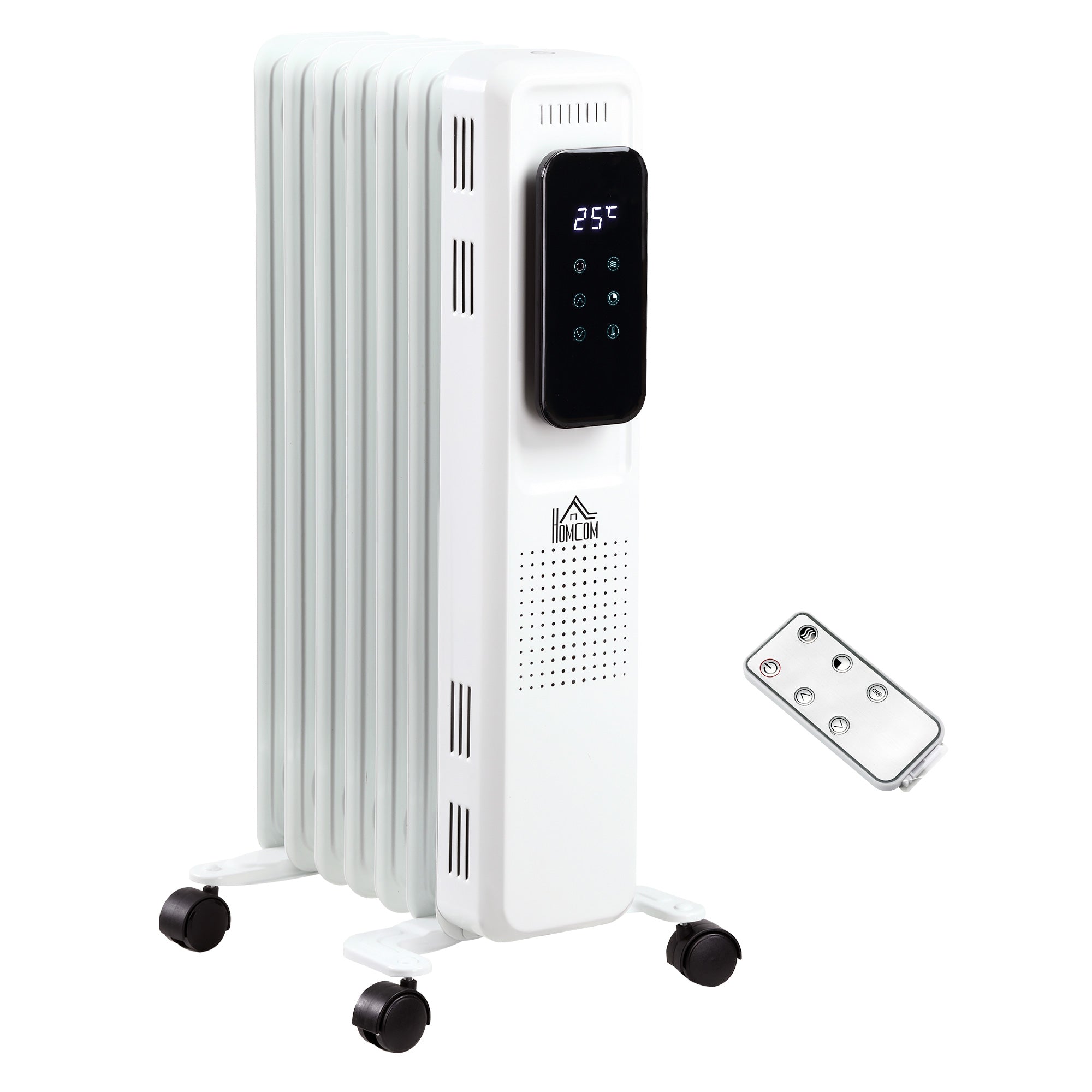1630W 7 Fin Adjustable Oil Filled Radiator With Timer White only 59.99 ...