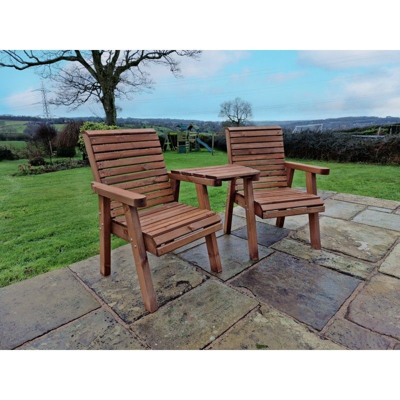 Swedish Redwood Angled Garden Tete Tete 2 Seats