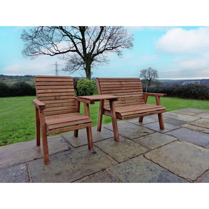 Swedish Redwood Garden Tete Tete 3 Seats
