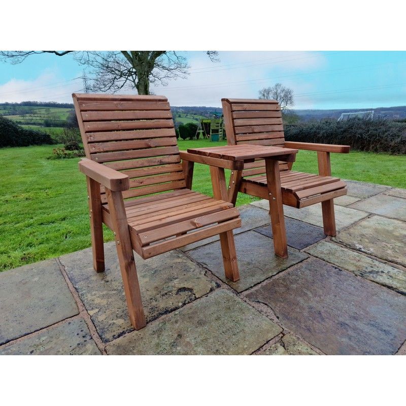 Swedish Redwood Straight Garden Tete Tete 2 Seats