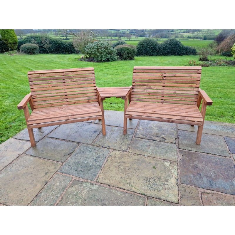 Swedish Redwood Angled Garden Tete Tete 4 Seats
