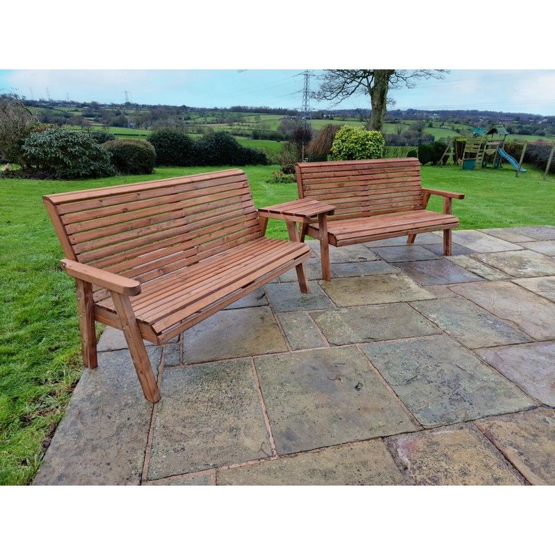 Swedish Redwood Angled Garden Tete Tete 6 Seats