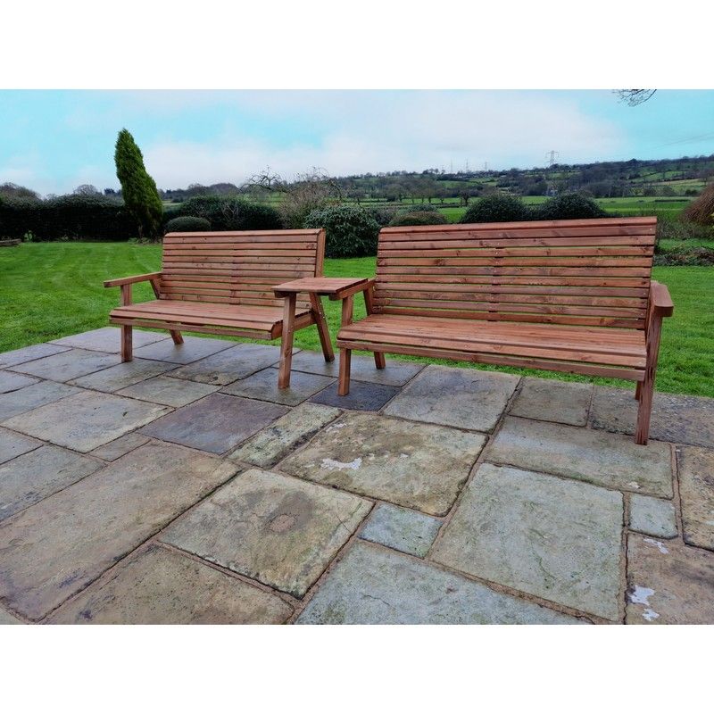 Swedish Redwood Straight Garden Tete Tete 6 Seats