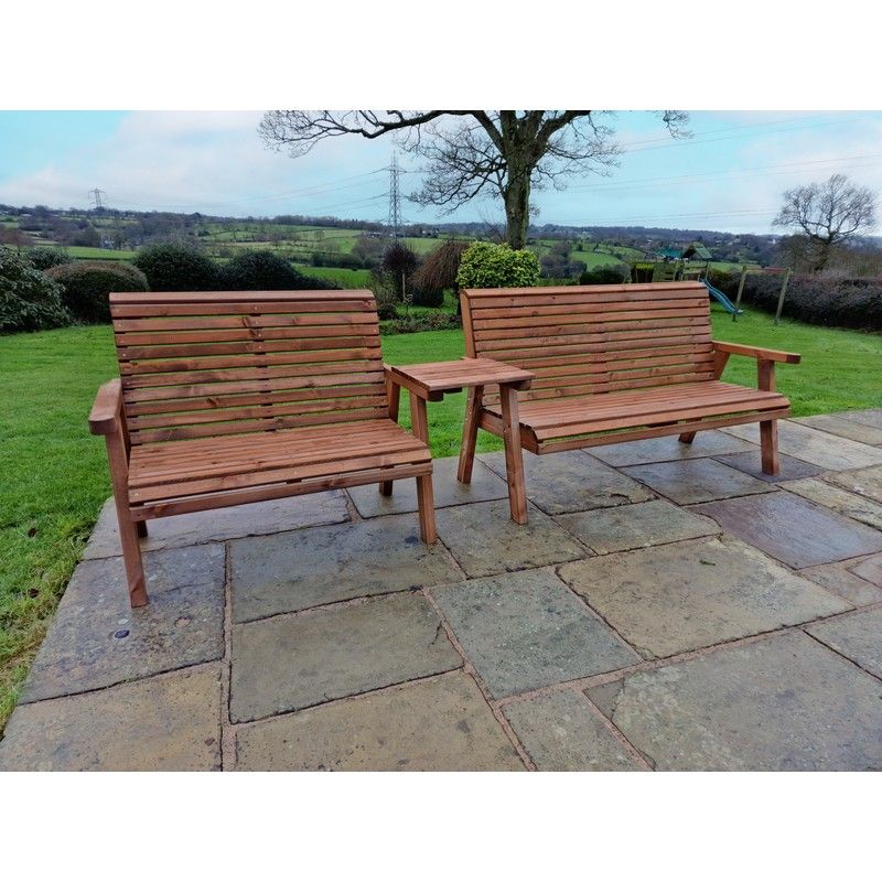 Swedish Redwood Straight Garden Tete Tete 5 Seats