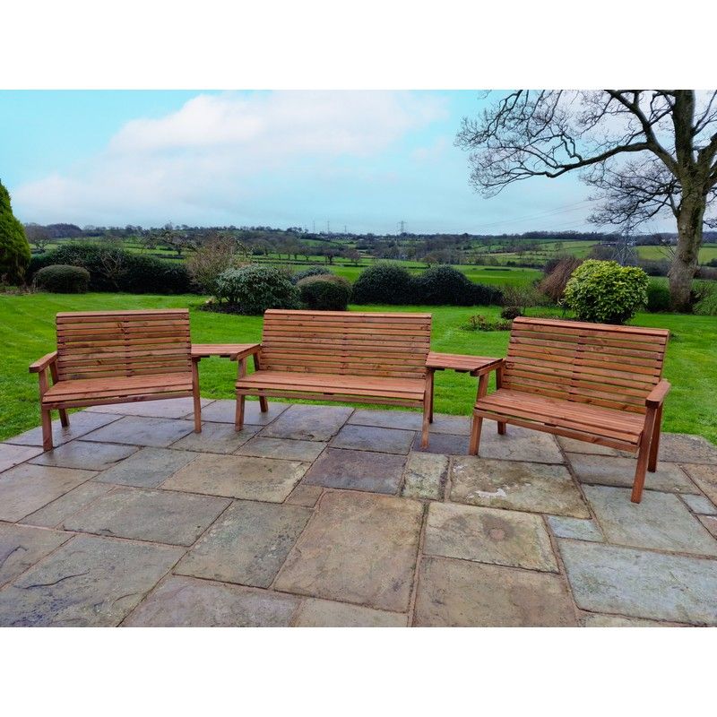 Swedish Redwood Angled Garden Tete Tete 7 Seats