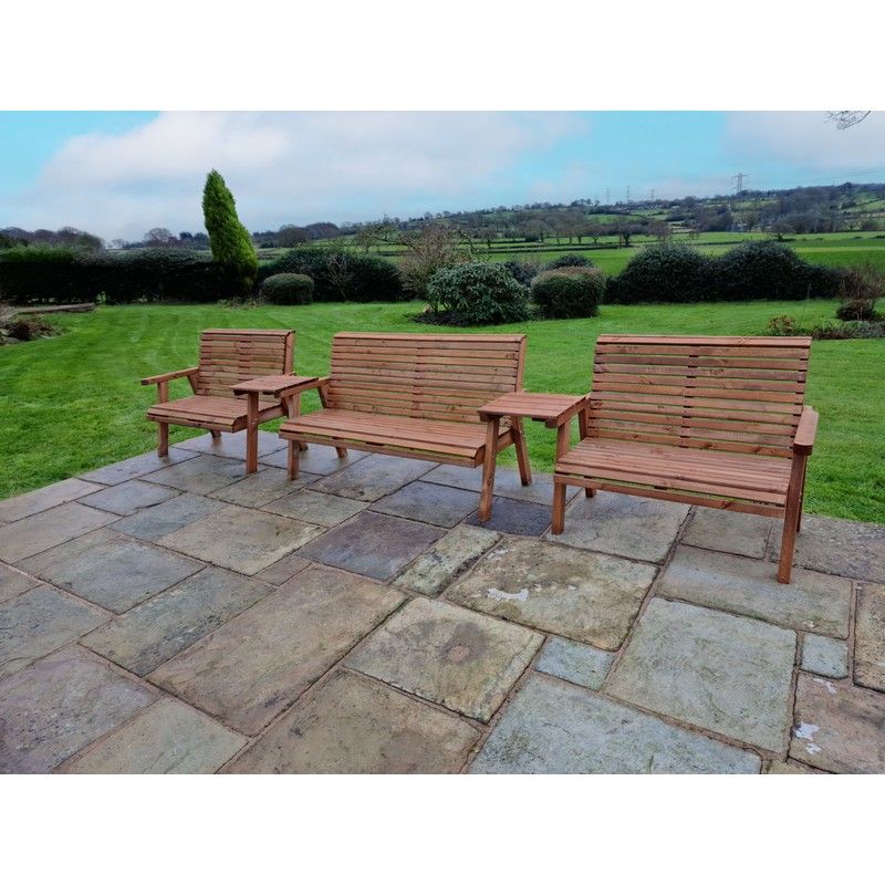 Swedish Redwood Straight Garden Tete Tete 7 Seats