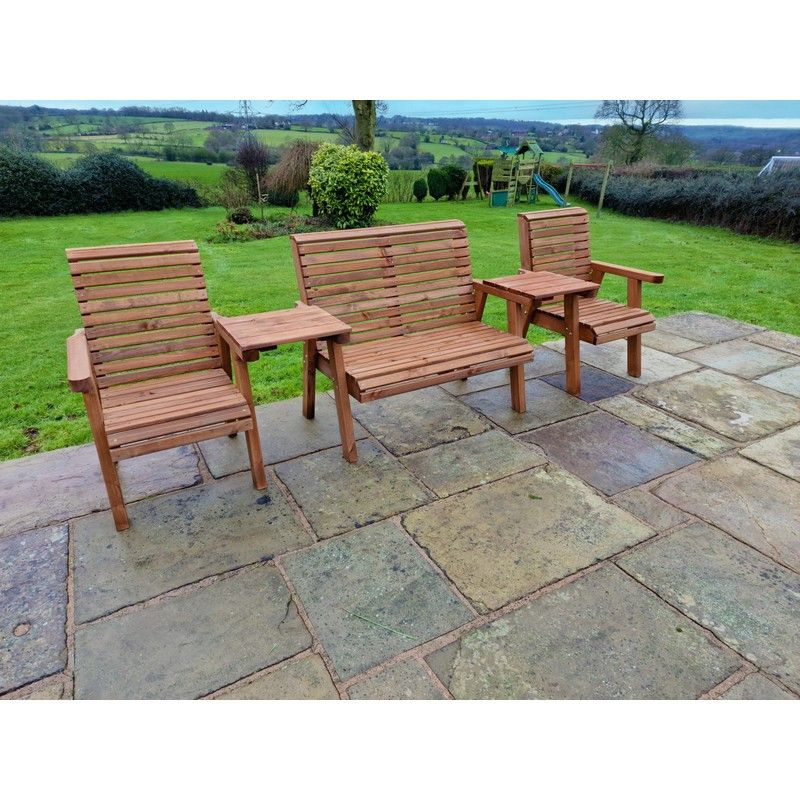 Swedish Redwood Straight Garden Tete Tete 4 Seats