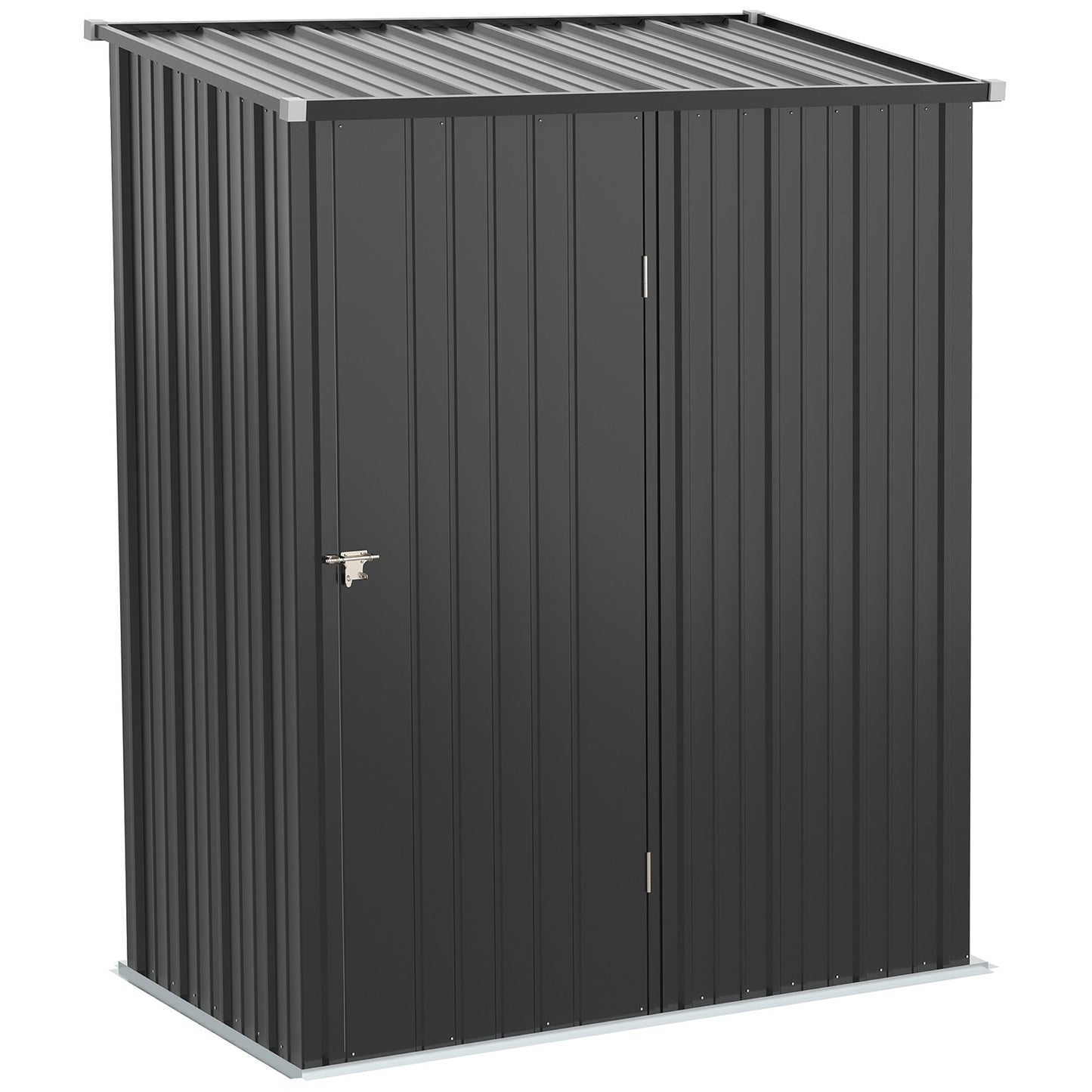 Galvanised 5.3 x 3.1' Single Door Pent Garden Store Steel Grey by Steadfast Primary Image