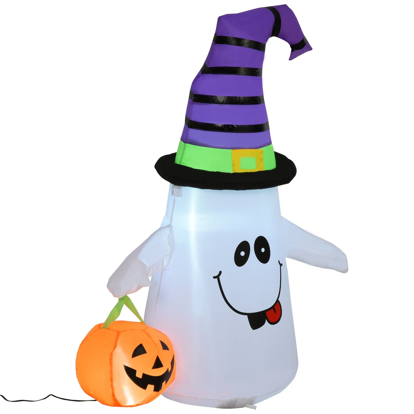 Halloween 1.2m LED Outdoor Inflatable Decoration - Ghost w/ Pumpkin Lantern Primary Image