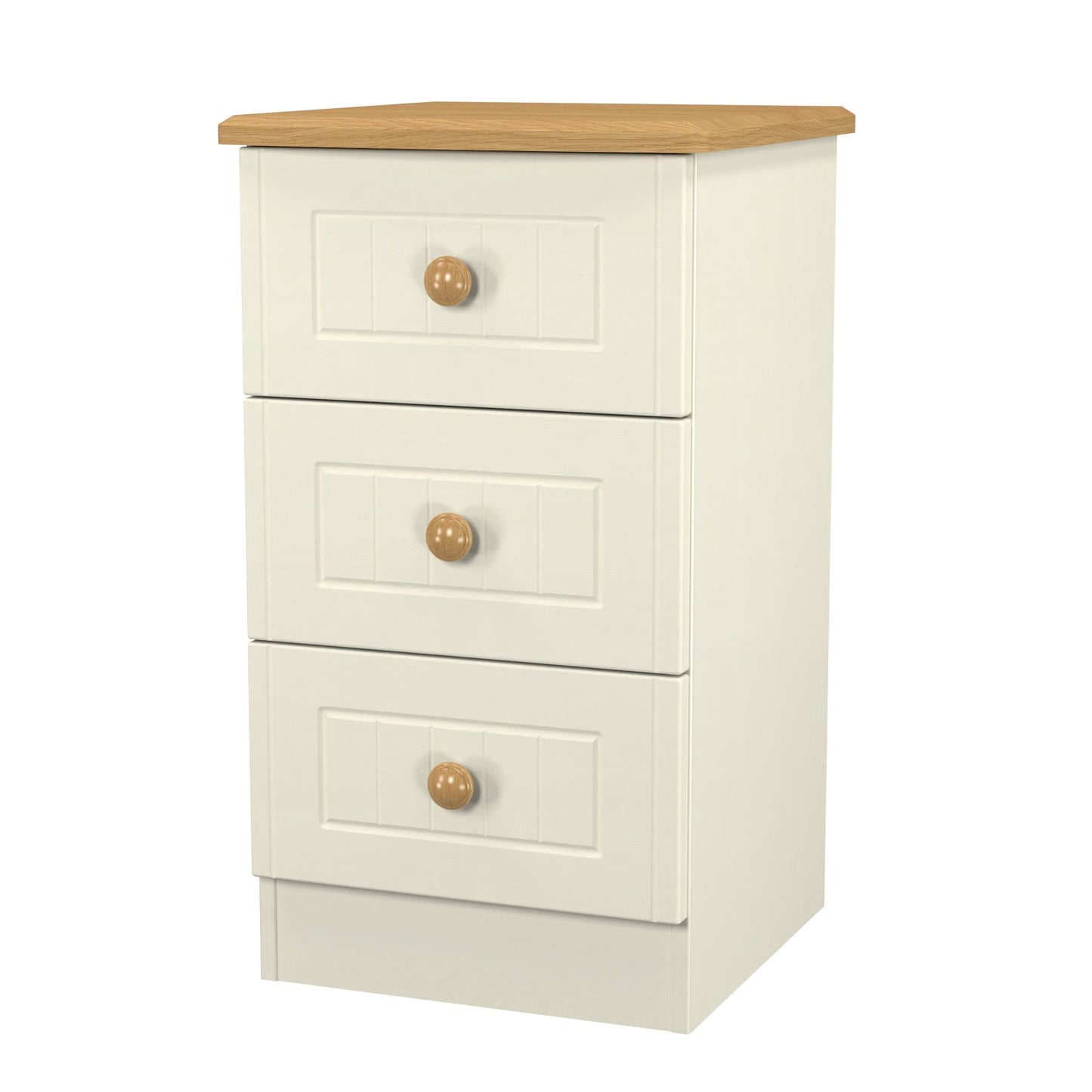 Warwick Bedside Table Cream & Oak 3 Drawers 40cm