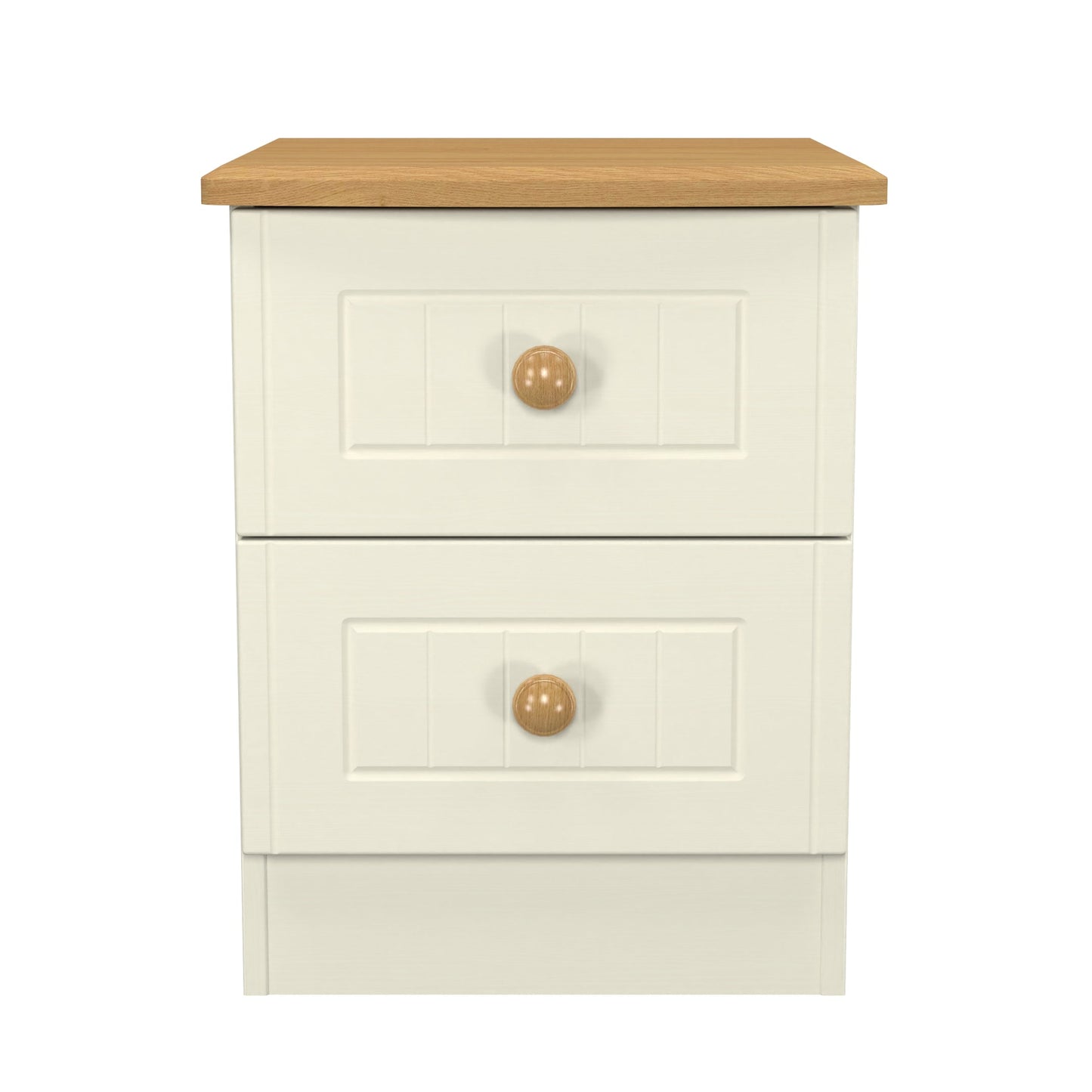 Warwick Bedside Table Cream & Oak 2 Drawers 40cm