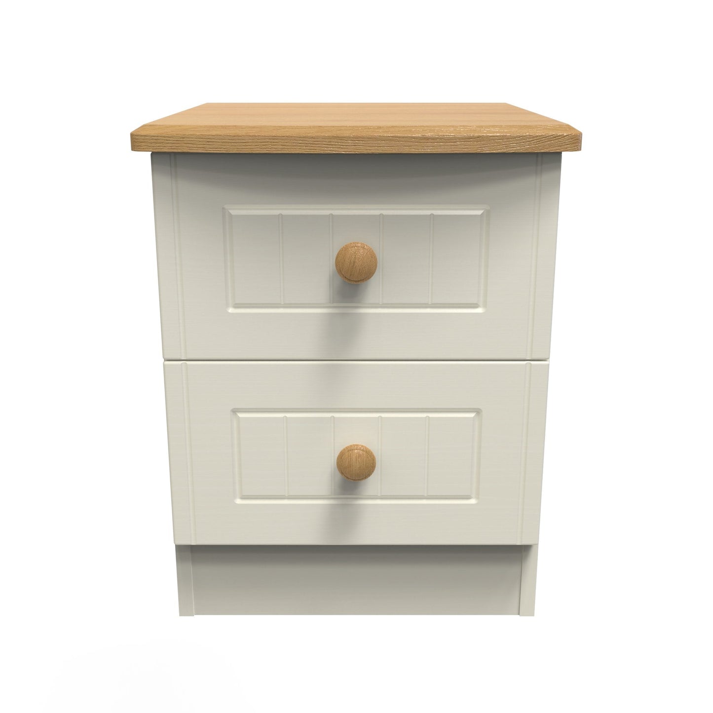 Warwick Bedside Table Cream & Oak 2 Drawers 40cm