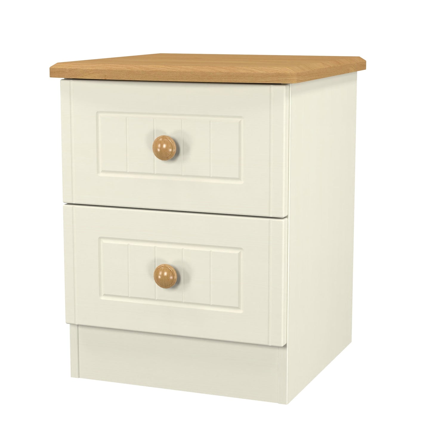 Warwick Bedside Table Cream & Oak 2 Drawers 40cm