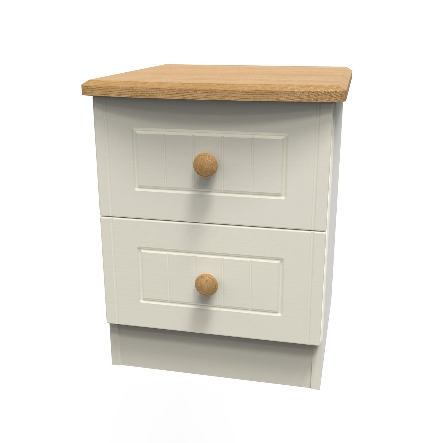 Warwick Bedside Table Cream & Oak 2 Drawers 40cm