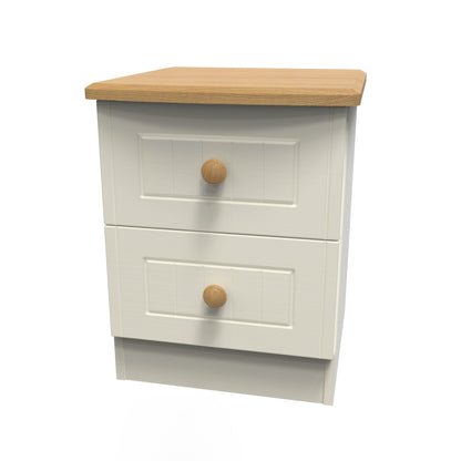 Warwick Bedside Table Cream & Oak 2 Drawers 40cm