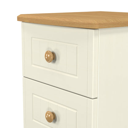 Warwick Bedside Table Cream & Oak 2 Drawers 40cm