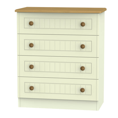 Warwick Chest of Drawers Cream & Oak 4 Drawers 77cm