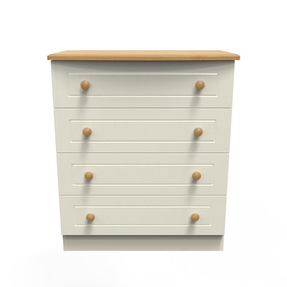 Warwick Chest of Drawers Cream & Oak 4 Drawers 77cm