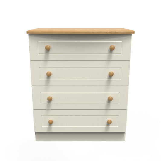 Warwick Chest of Drawers Cream & Oak 4 Drawers 77cm