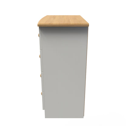 Warwick Chest of Drawers Cream & Oak 4 Drawers 77cm