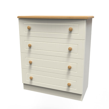 Warwick Chest of Drawers Cream & Oak 4 Drawers 77cm