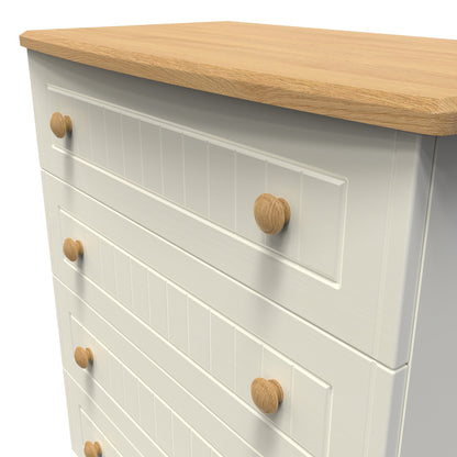 Warwick Chest of Drawers Cream & Oak 4 Drawers 77cm