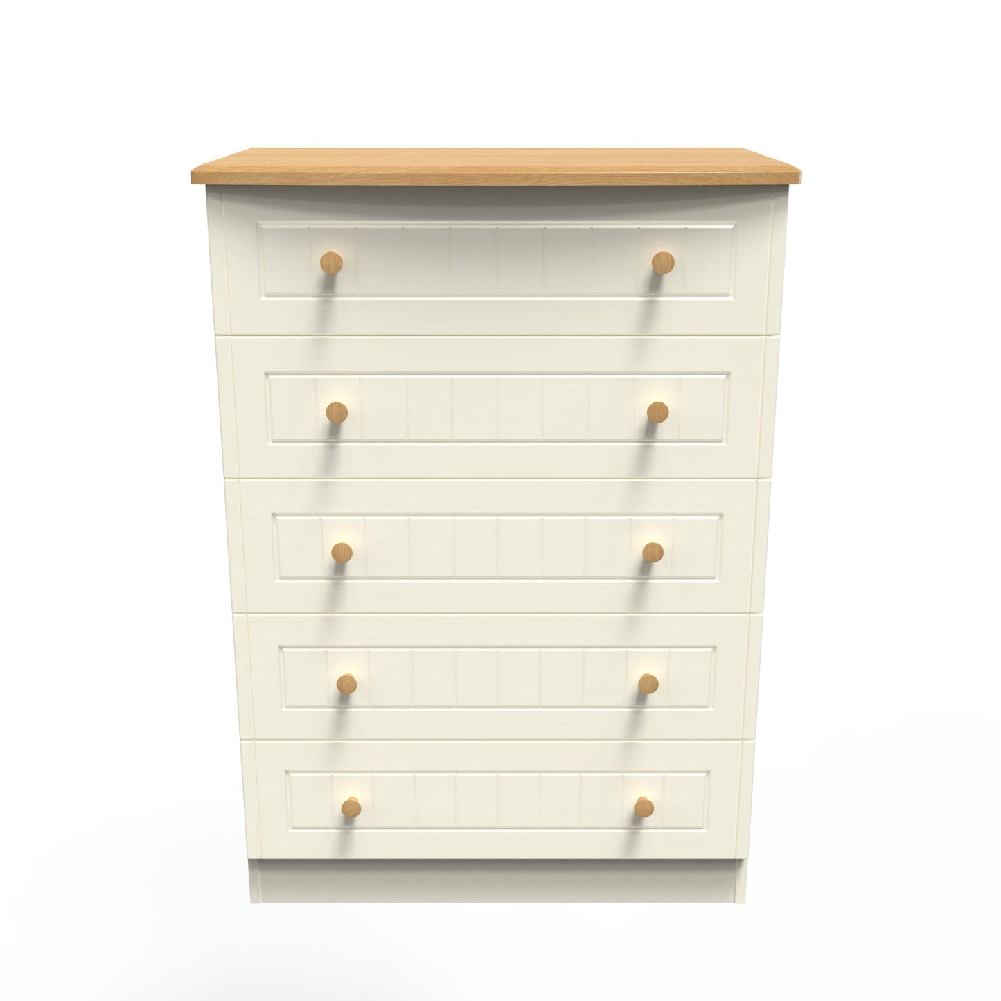 Warwick Tall Chest of Drawers Cream & Oak 5 Drawers 77cm