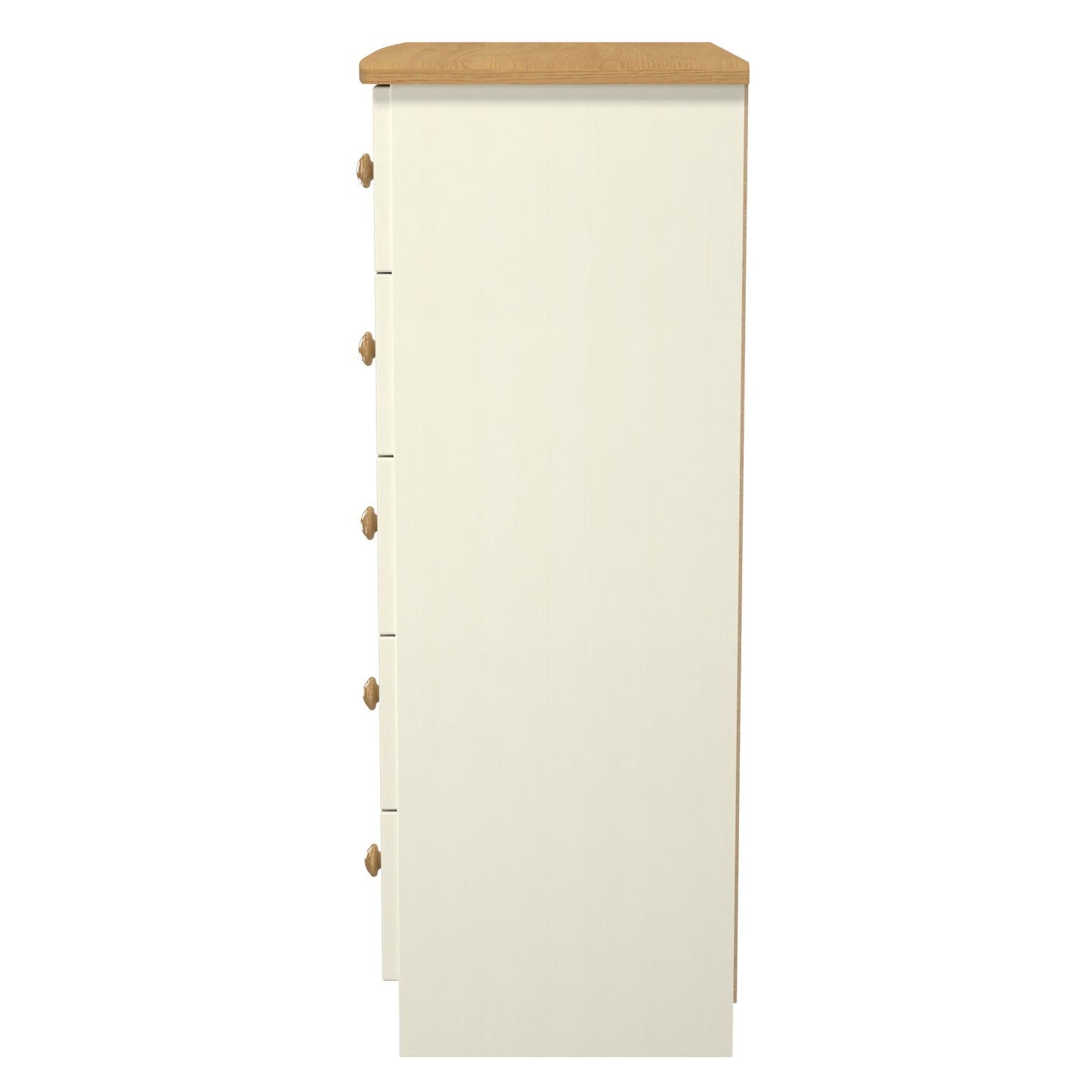 Warwick Tall Chest of Drawers Cream & Oak 5 Drawers 77cm