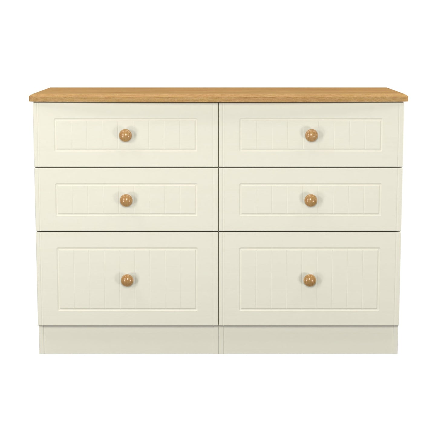 Warwick Large Chest of Drawers Cream & Oak 6 Drawers 112cm