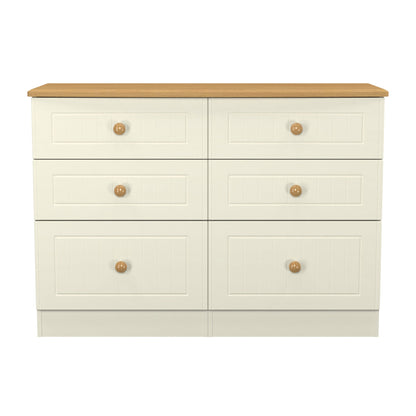 Warwick Large Chest of Drawers Cream & Oak 6 Drawers 112cm