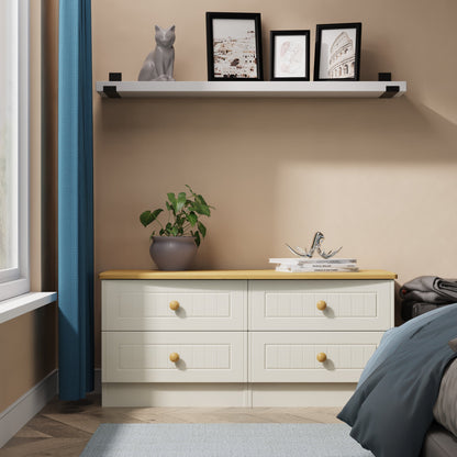 Warwick Large Chest of Drawers Cream & Oak 4 Drawers 112cm