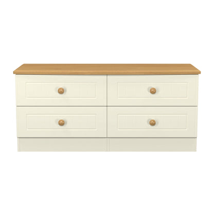 Warwick Large Chest of Drawers Cream & Oak 4 Drawers 112cm