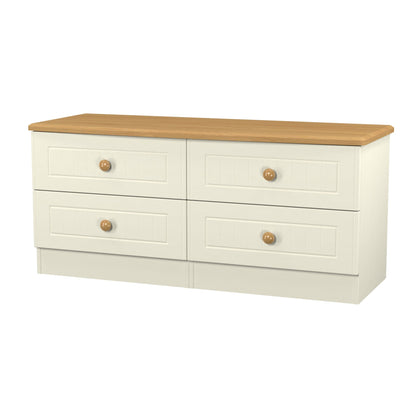 Warwick Large Chest of Drawers Cream & Oak 4 Drawers 112cm