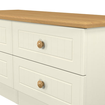 Warwick Large Chest of Drawers Cream & Oak 4 Drawers 112cm