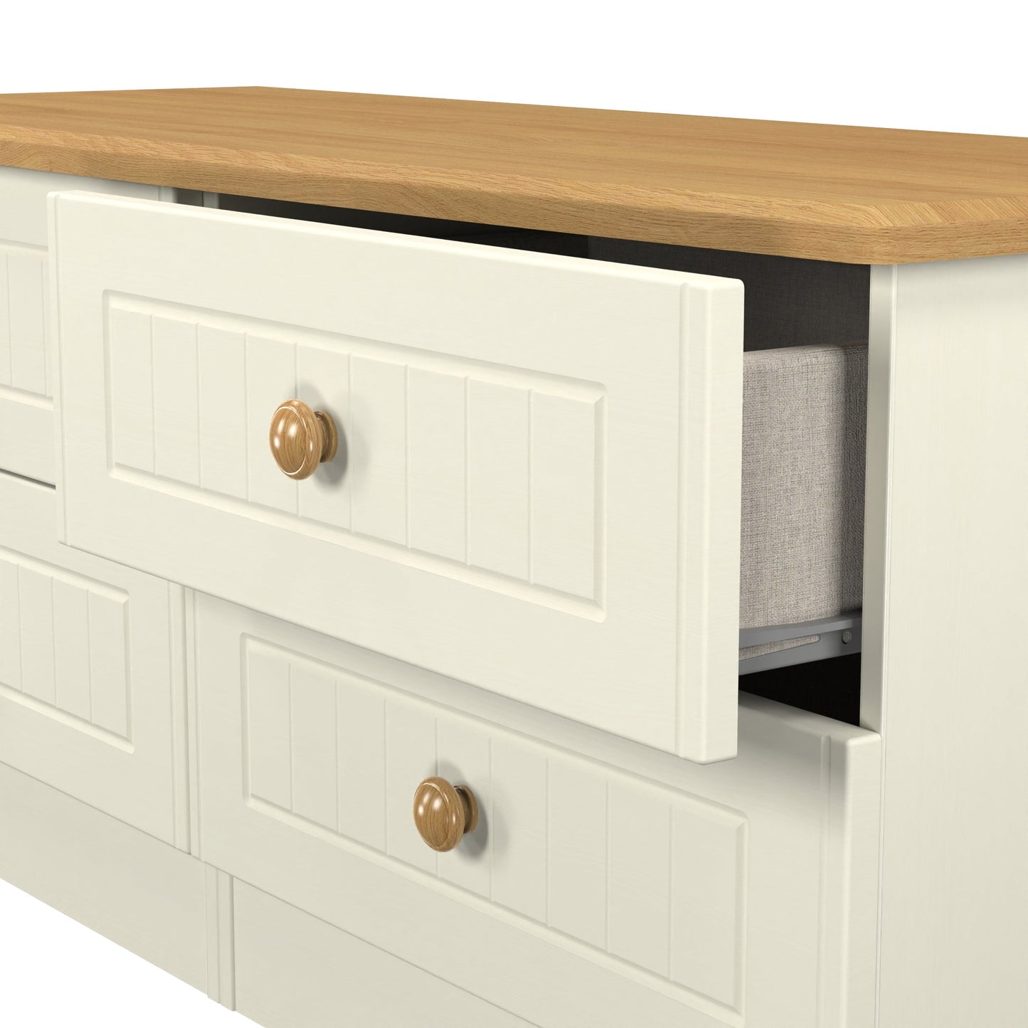 Warwick Large Chest of Drawers Cream & Oak 4 Drawers 112cm