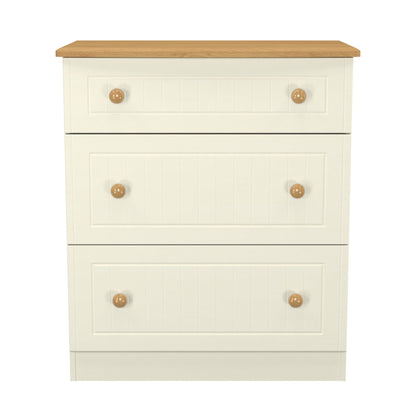 Warwick Chest of Drawers Cream & Oak 3 Drawers 42cm