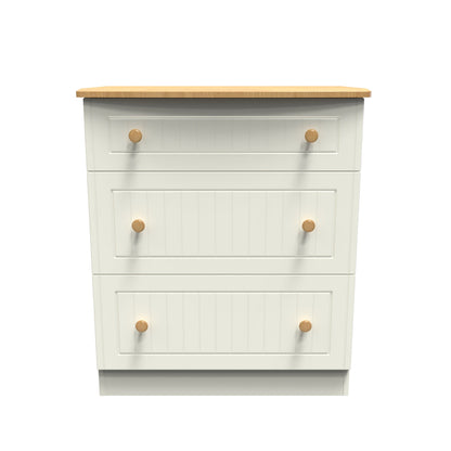 Warwick Chest of Drawers Cream & Oak 3 Drawers 42cm