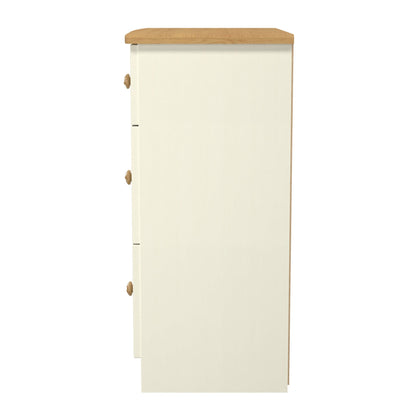 Warwick Chest of Drawers Cream & Oak 3 Drawers 42cm