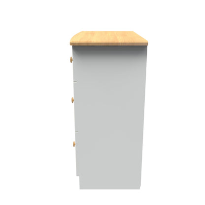 Warwick Chest of Drawers Cream & Oak 3 Drawers 42cm