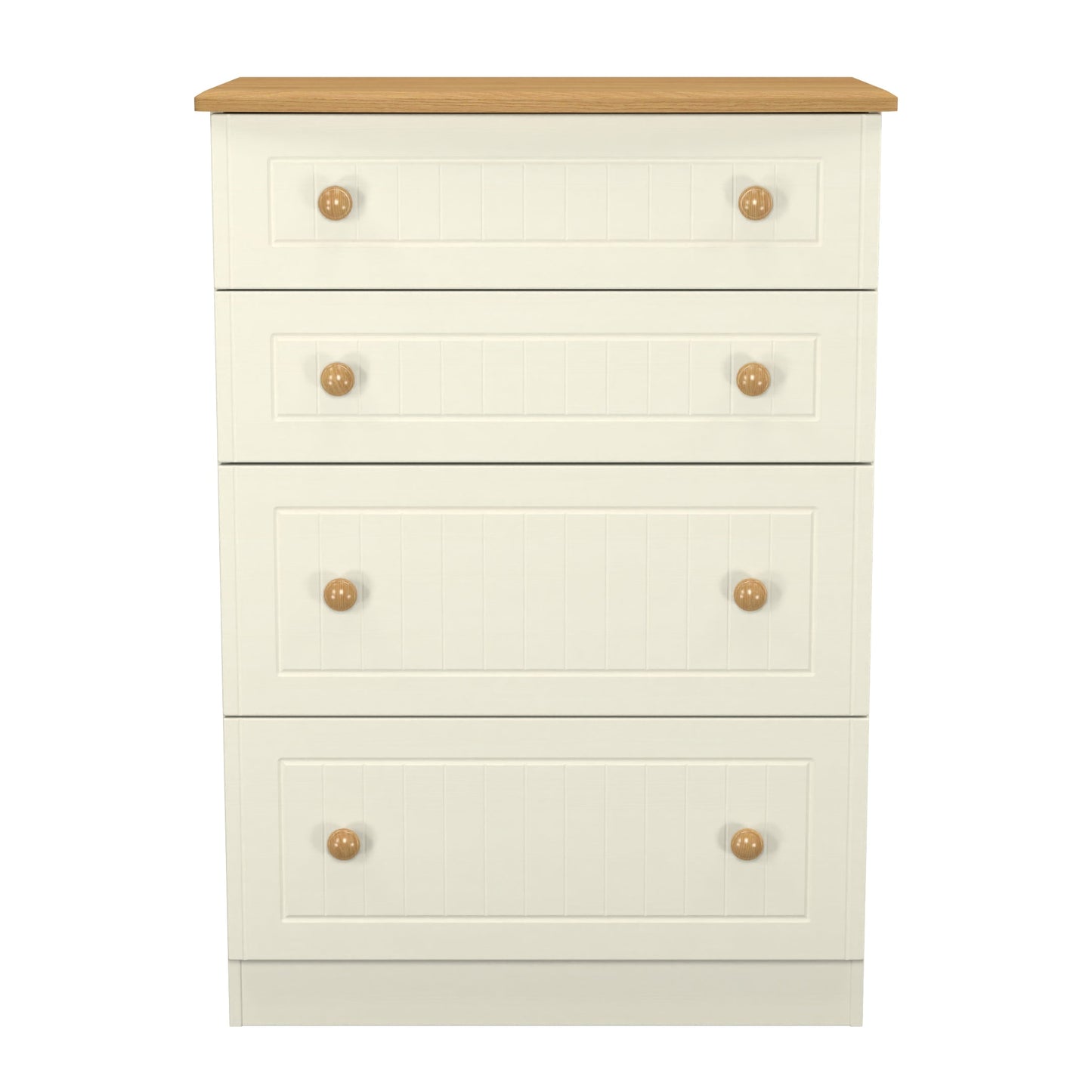 Warwick Tall Chest of Drawers Cream & Oak 4 Drawers 77cm