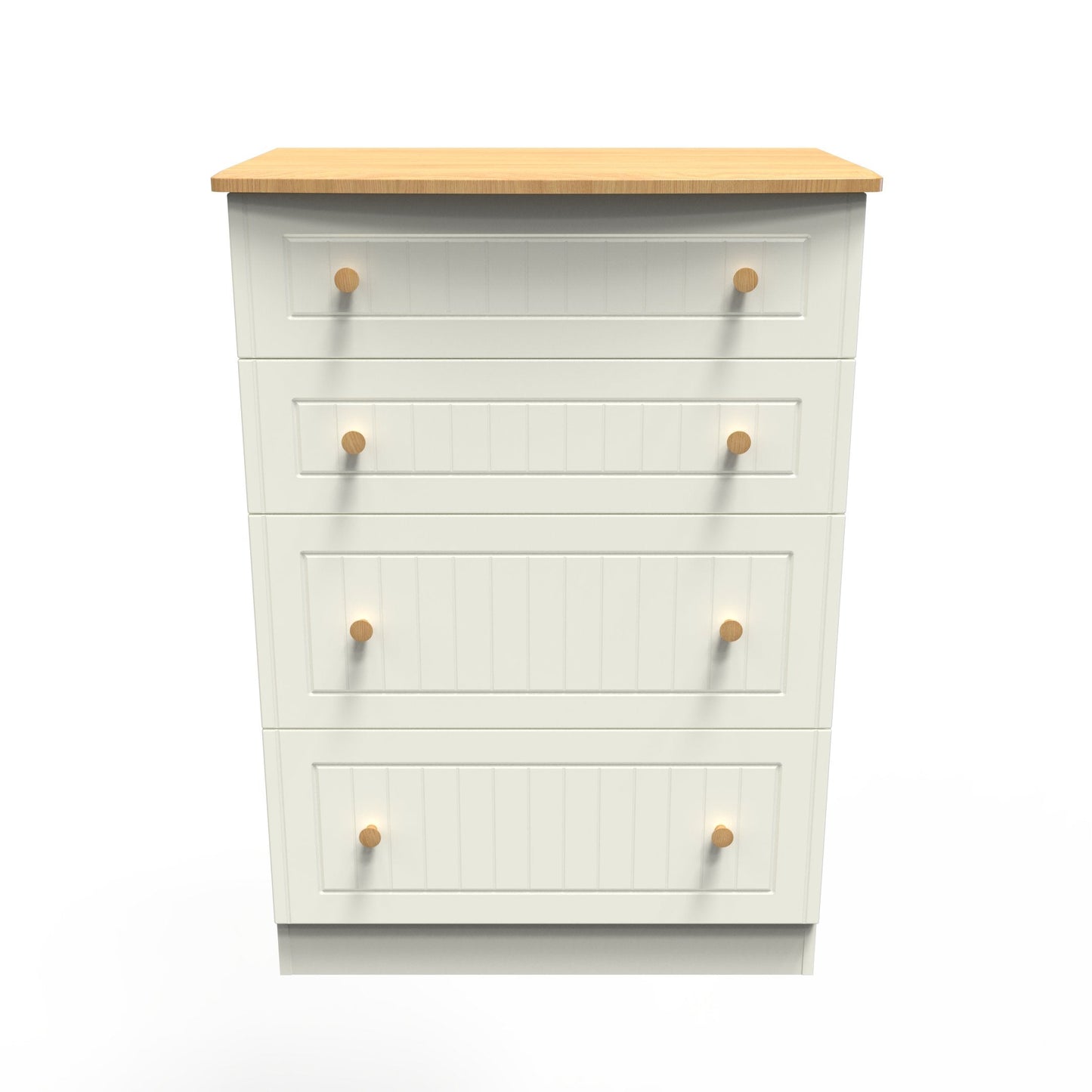 Warwick Tall Chest of Drawers Cream & Oak 4 Drawers 77cm